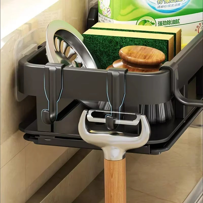 New Style with Tray Space Kitchen Storage Rack Sink Drain Rack Sponge Organizer Hanging Soap Drainer Shelf Shelves