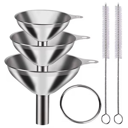 3/5 Pcs Stainless Steel Kitchen Funnels Set Food Grade Metal Funnels for Filling Bottles Small Funnels for Essential Oil Spices