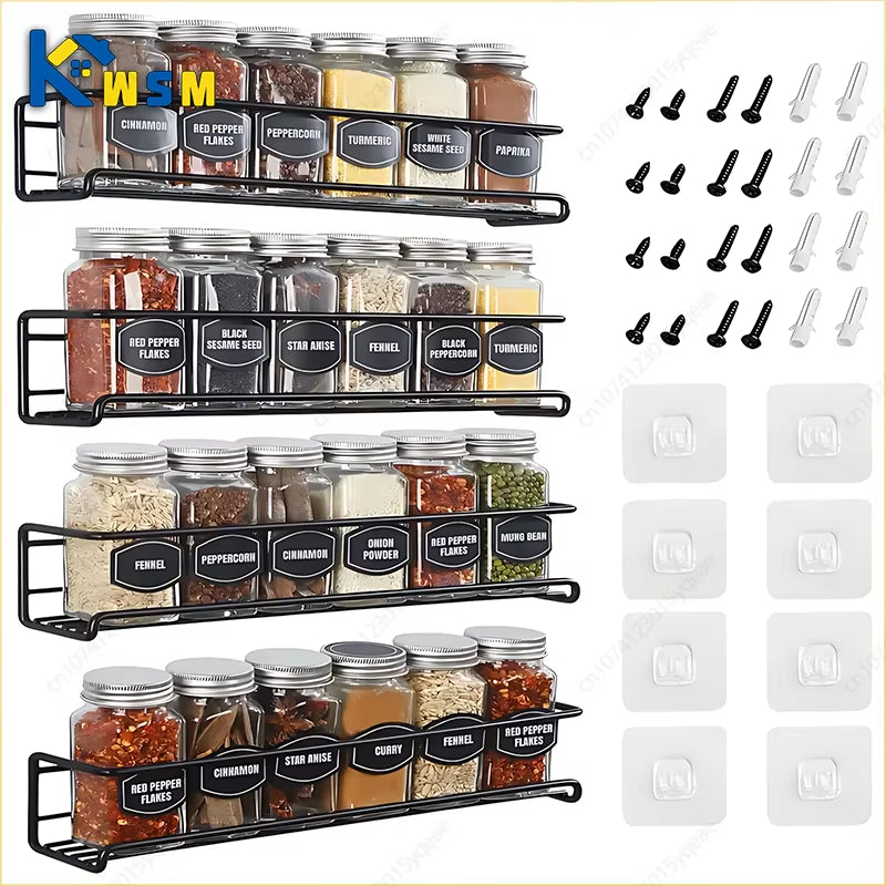 Iron Shelf Wall Mounted Organiser Kitchen Home Spice Storage Rack Bathroom Storage Drainage Rack Bathroom Kitchen Accessories