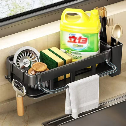New Style with Tray Space Kitchen Storage Rack Sink Drain Rack Sponge Organizer Hanging Soap Drainer Shelf Shelves