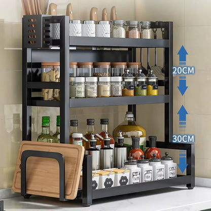 Kitchen Spice Rack Carbon Steel Thickened Seasoning Chopsticks Drying Shelf Organizer Knife Jar Organizer Household Accessories
