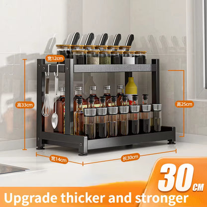 Kitchen Spice Rack Carbon Steel Thickened Seasoning Chopsticks Drying Shelf Organizer Knife Jar Organizer Household Accessories