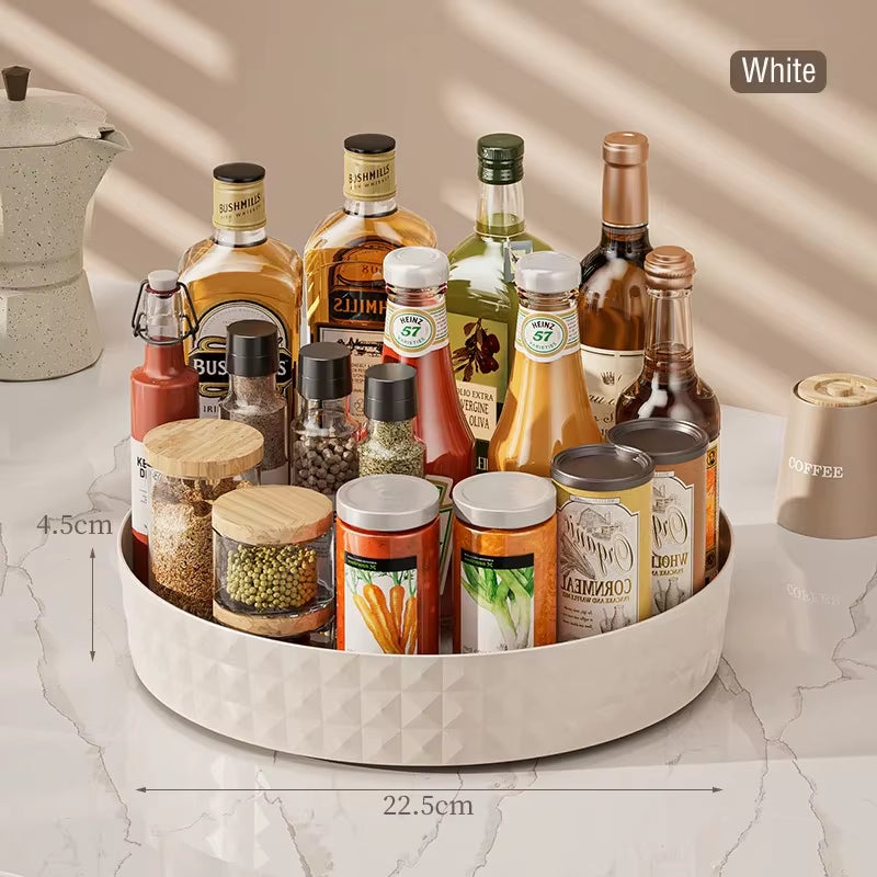 1Pc Kitchen Storage Spice Rack 360 Degree Rotating Cabinet Storage Rack Tray Cosmetic Storage Rack Non-Slip Spice round Rack